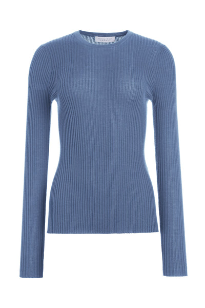 Browning Knit Sweater in Light Blue Denim Cashmere Silk