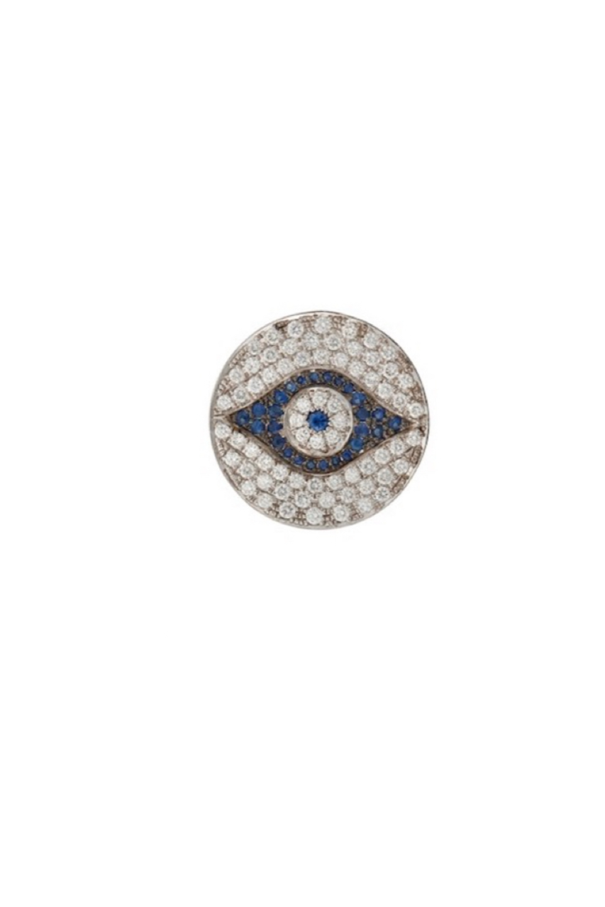 18k White Gold Dawn Ring with White Diamonds and Blue Sapphires