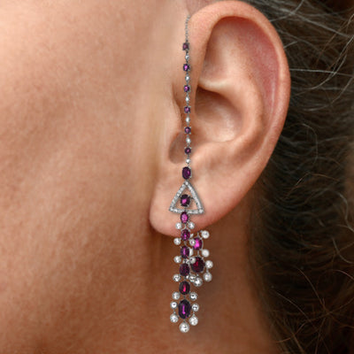 Ruby and Diamond Passion Ignited Ear Chains