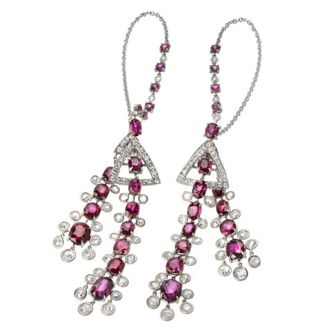 Ruby and Diamond Passion Ignited Ear Chains