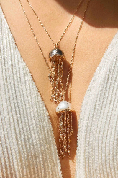 Jellyfish Pearl Pendant with Diamonds