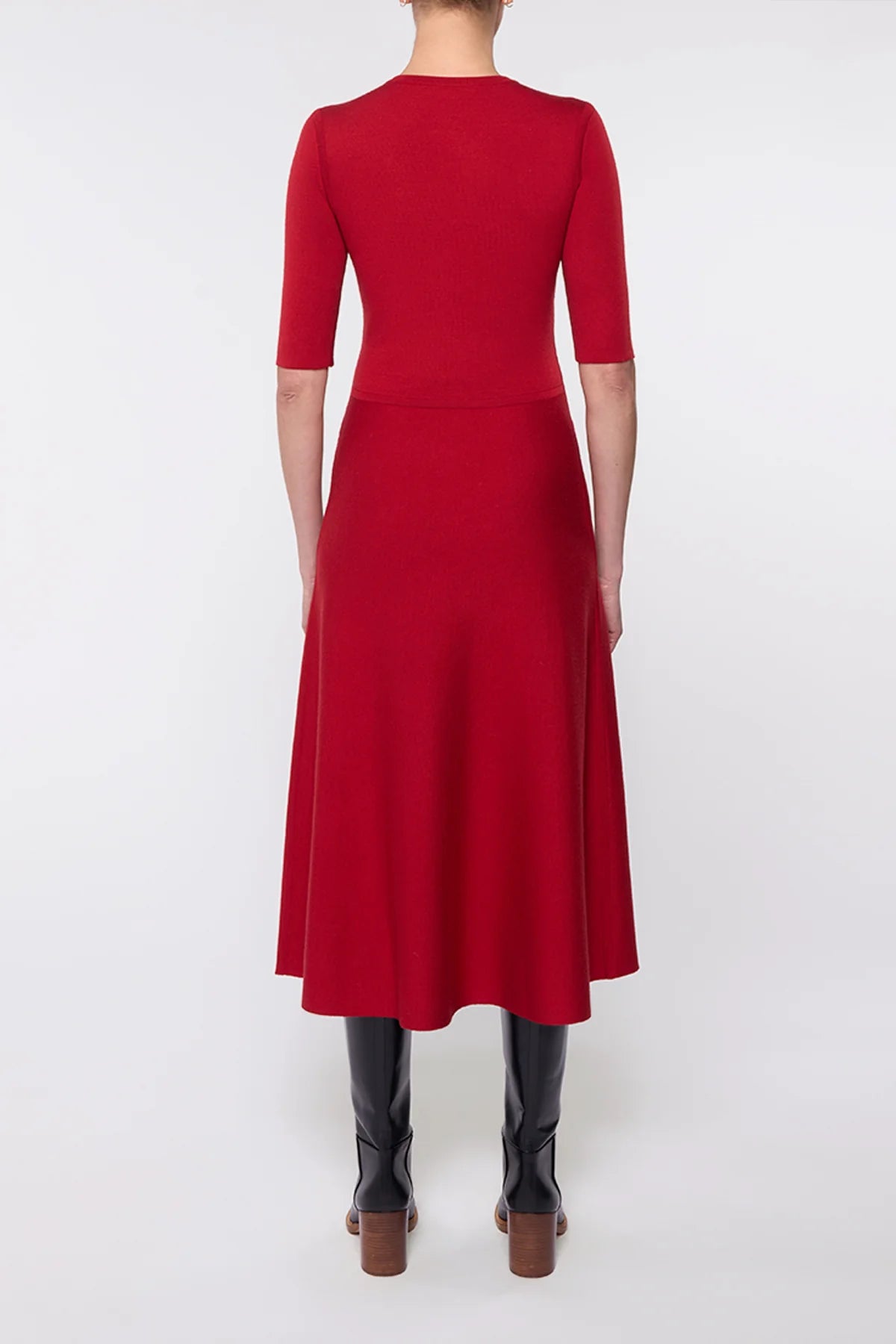 Seymore Knit Dress in Scarlet Red Merino Wool Cashmere