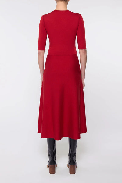 Seymore Knit Dress in Scarlet Red Merino Wool Cashmere