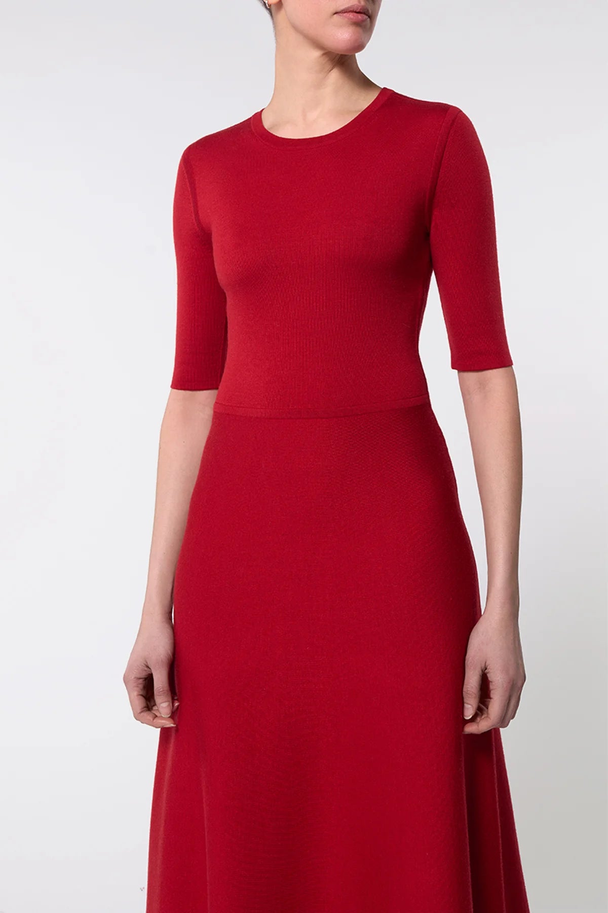 Seymore Knit Dress in Scarlet Red Merino Wool Cashmere