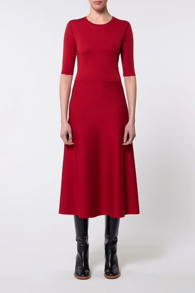 Seymore Knit Dress in Scarlet Red Merino Wool Cashmere