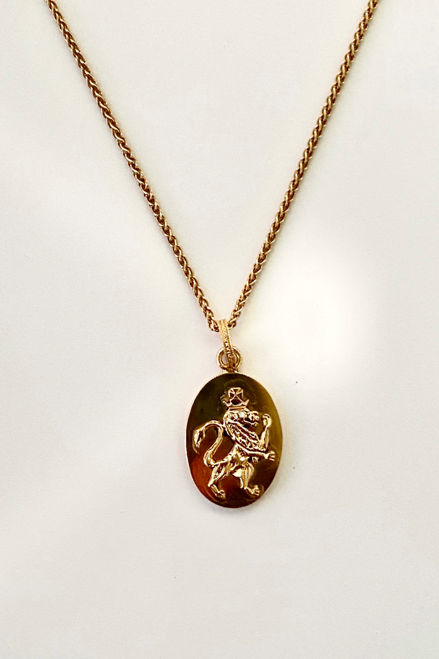 18K Rose Gold Hand Engraved Lion King Pendant