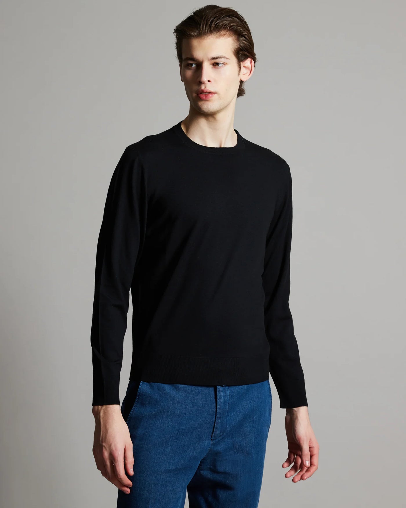 12.8 Kid Wool Black Crewneck in Black