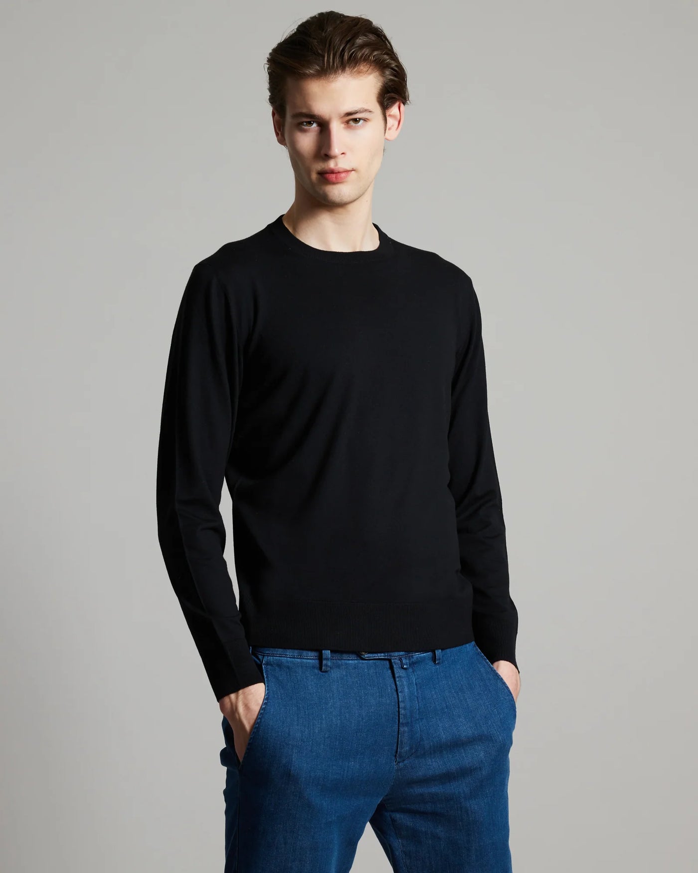 12.8 Kid Wool Black Crewneck in Black