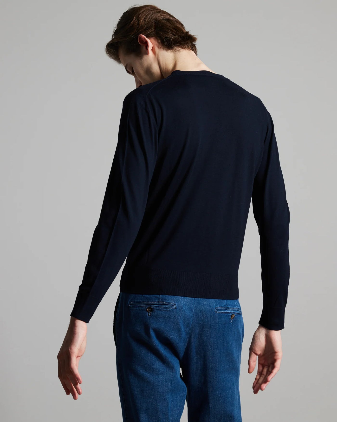 12.8 Kid Wool Black Crewneck in Navy