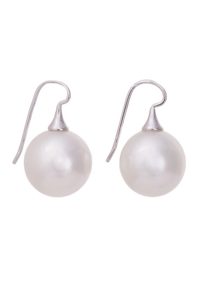 18K White Gold On The Hook White South Seas Pearl Earrings