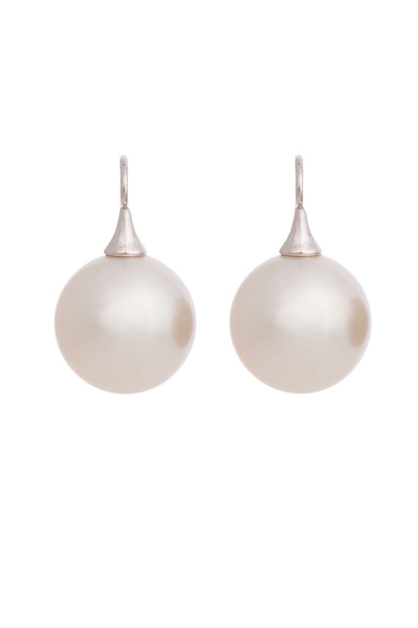 18K White Gold On The Hook White South Seas Pearl Earrings