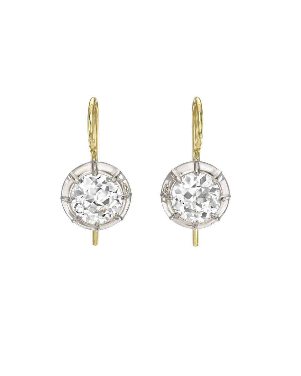 18K Yellow Gold Old Euro Drop Earrings