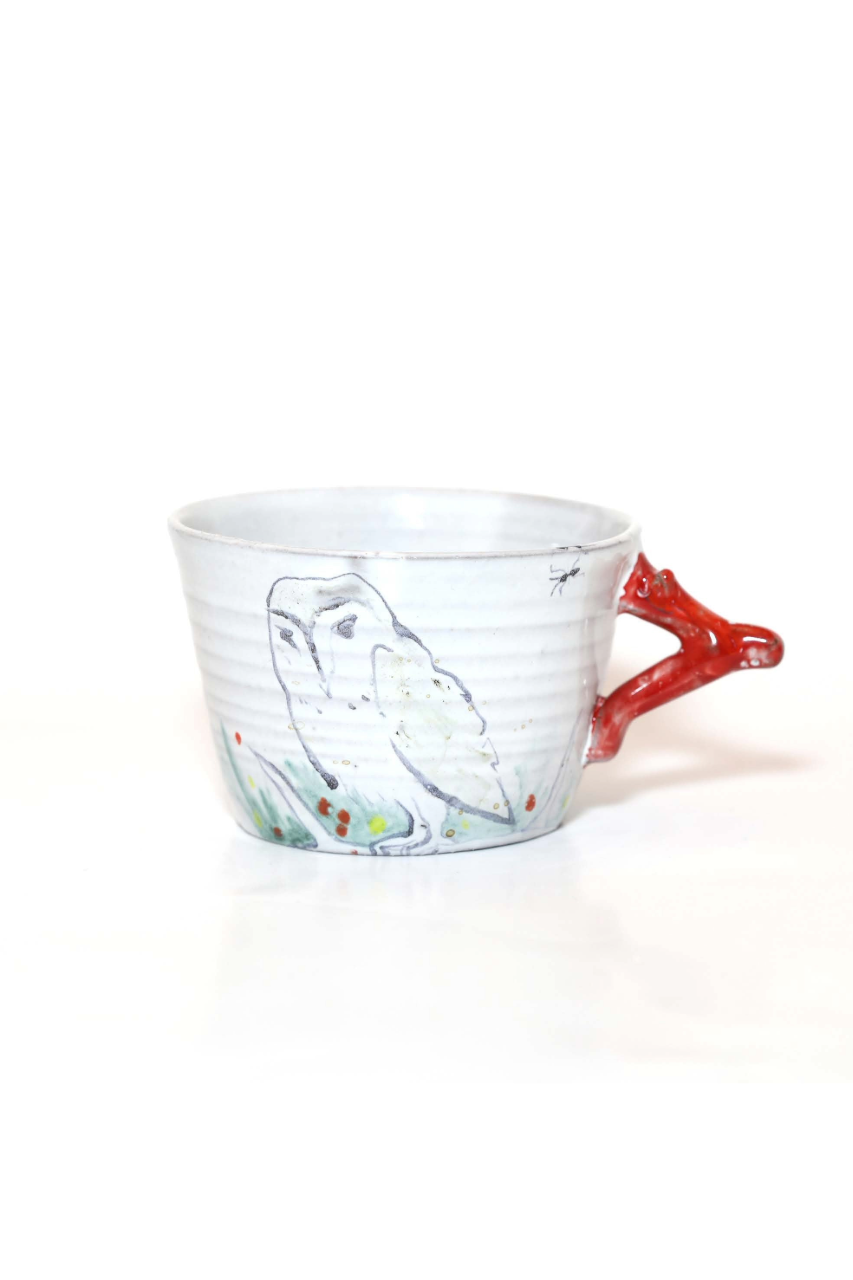 Coral with Owl Large Tea Cup