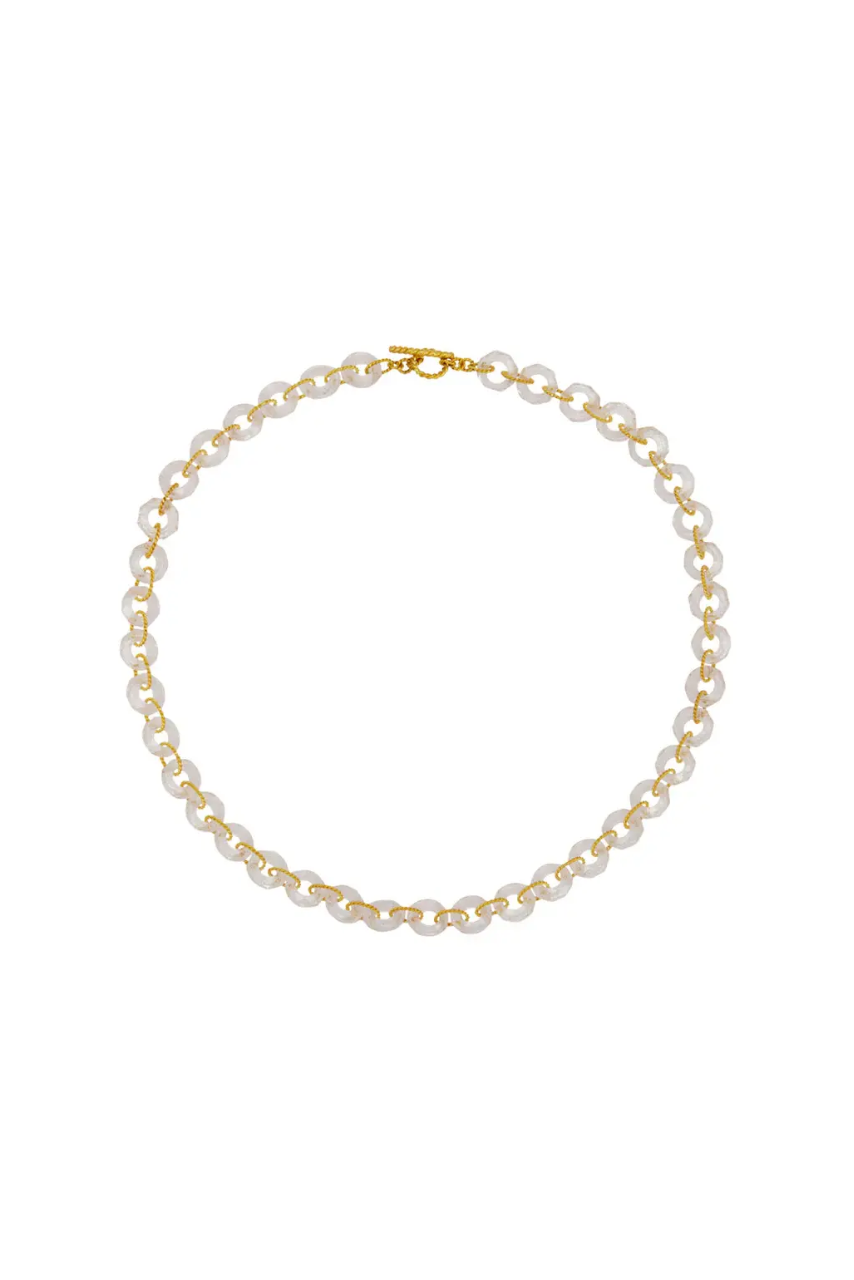 22K Yellow Gold Rose Quartz 17" Precious Links Necklace