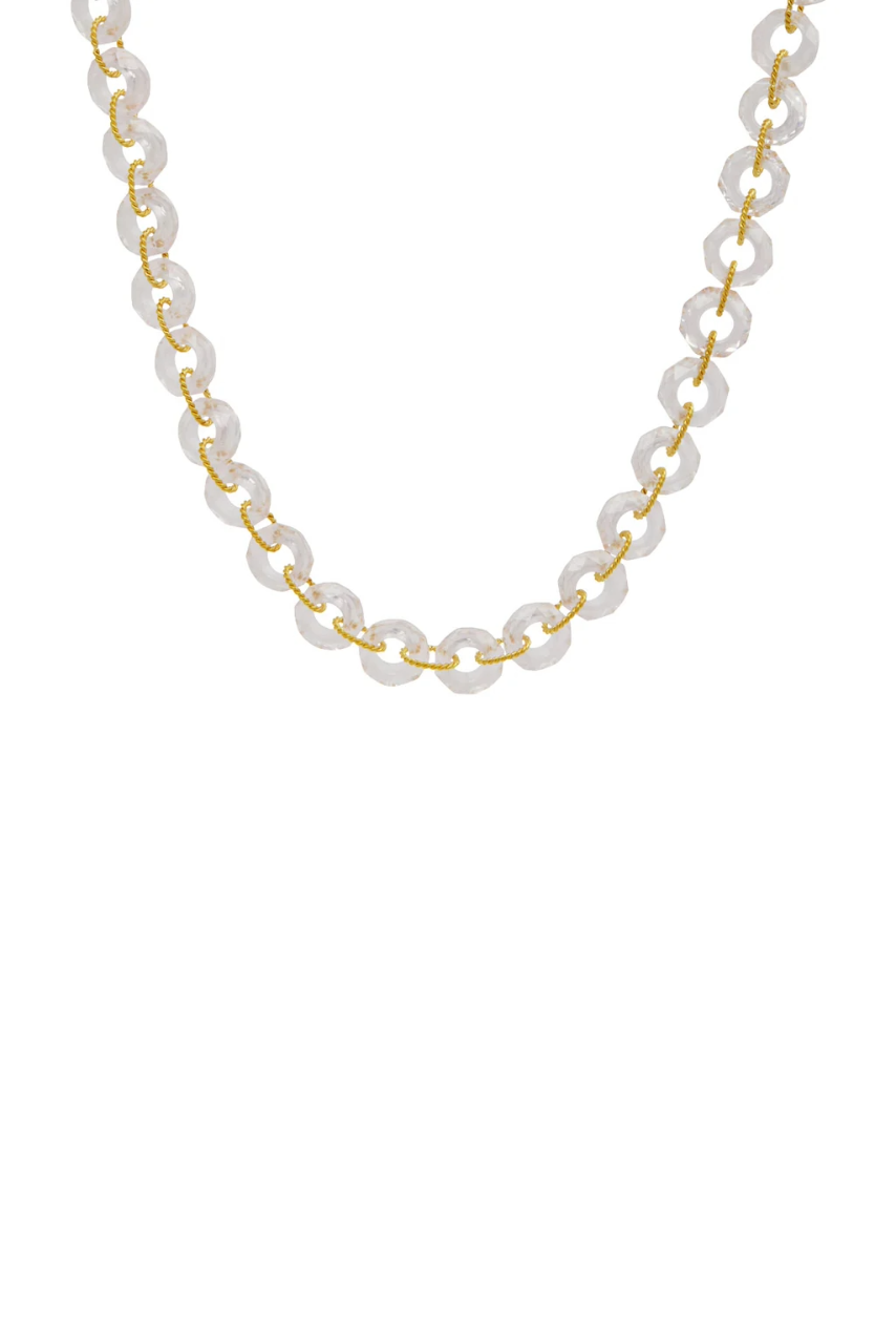 22K Yellow Gold Rose Quartz 17" Precious Links Necklace