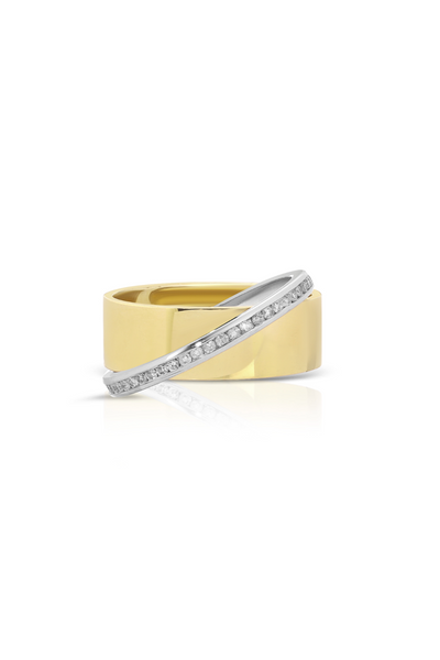 14K Yellow Gold Ring with Floating Diamond