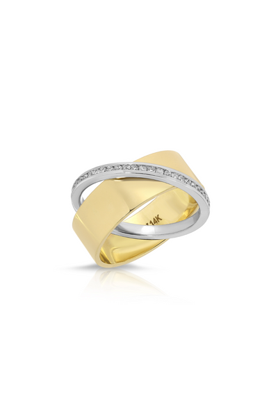 14K Yellow Gold Ring with Floating Diamond