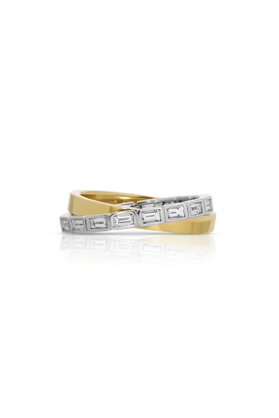 14K Yellow and White Gold Rolling Ring with Diamonds