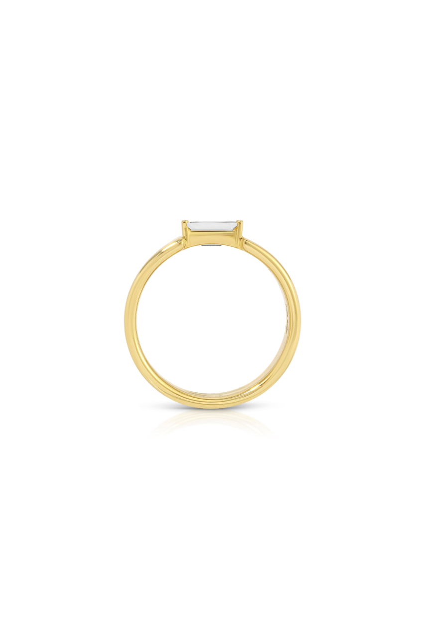 14K Yellow Gold Floating Baguette Ring