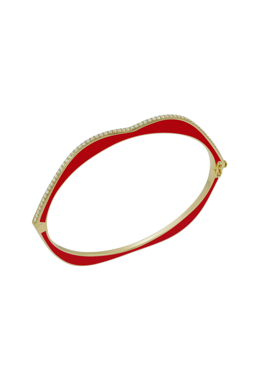 18K White Gold Red Enamel OMG Bangle