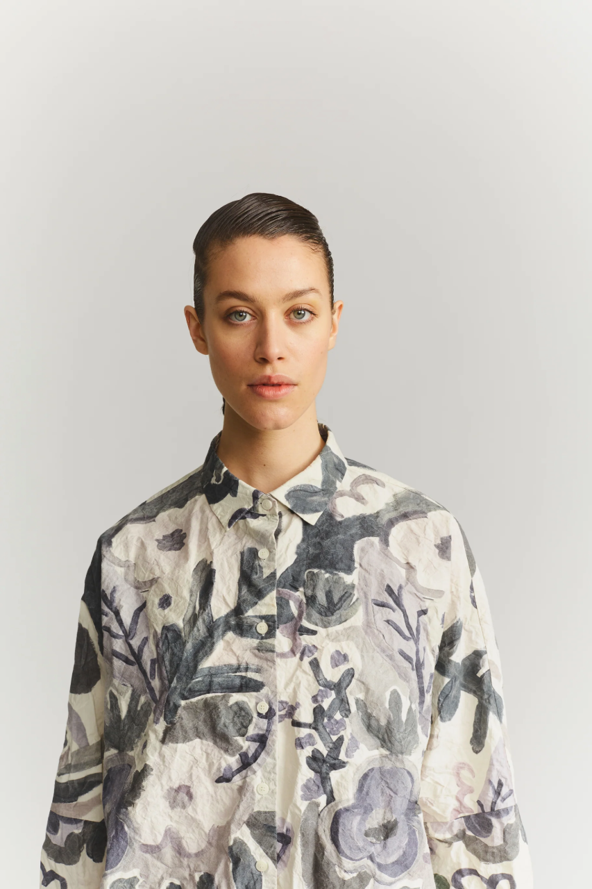 Waga Soleil Shirt in Grey Print Blotch