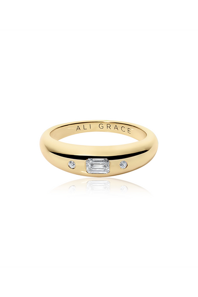 14k Yellow Gold Multi Diamonds Mini Bubble Ring