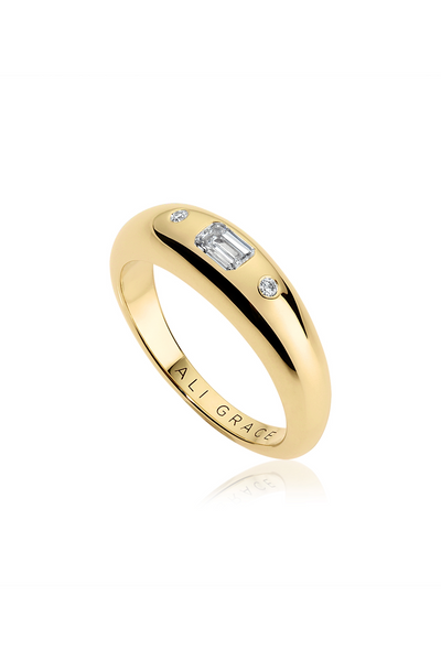 14k Yellow Gold Multi Diamonds Mini Bubble Ring