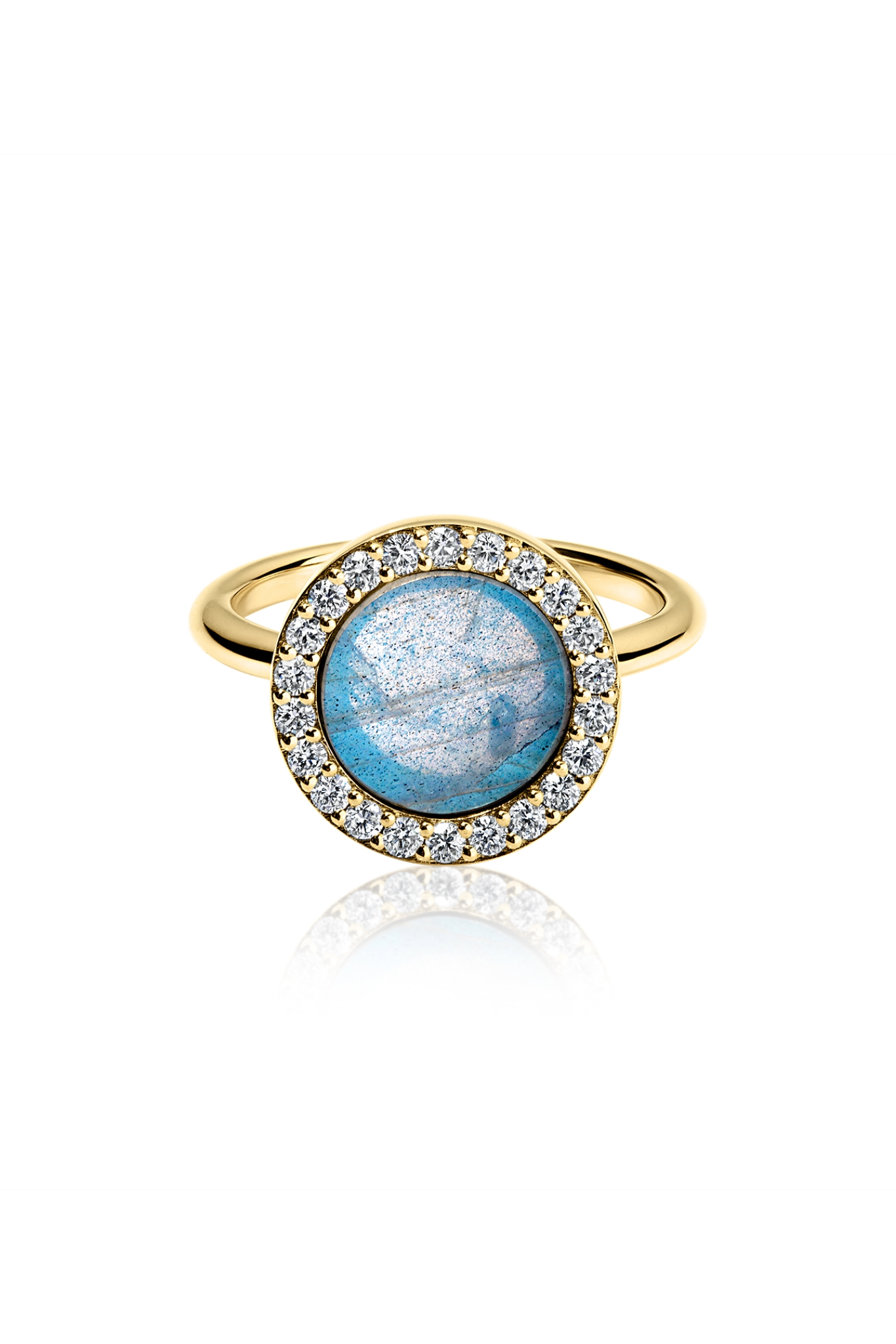 18k Yellow Gold, Labradorite and Diamonds Ring