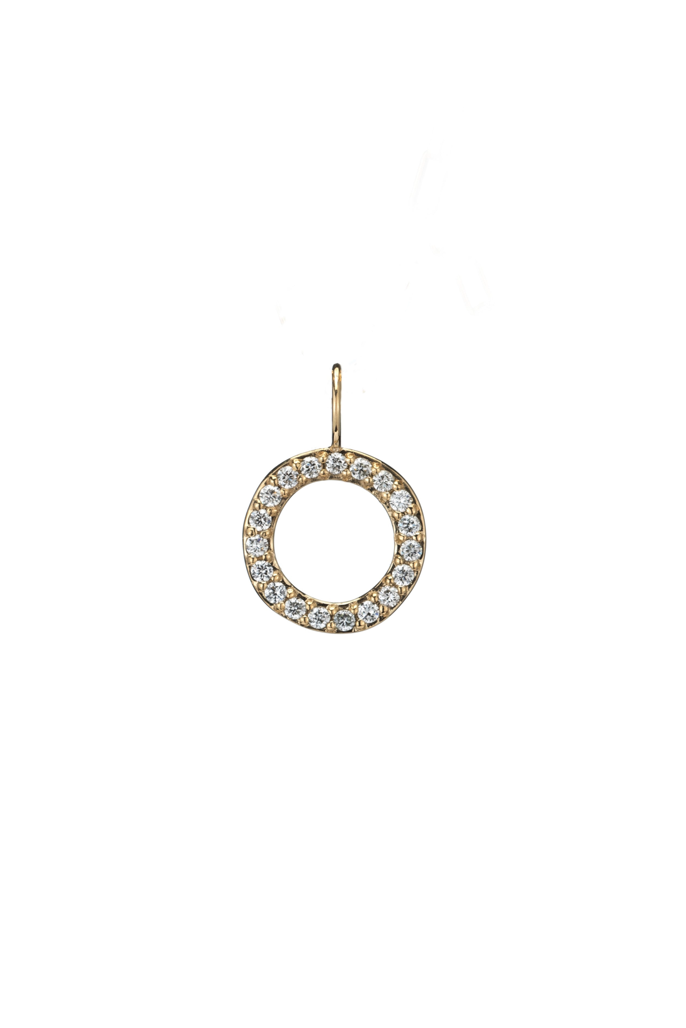 14k Yellow Gold Small Round Open Circle Diamond Charm