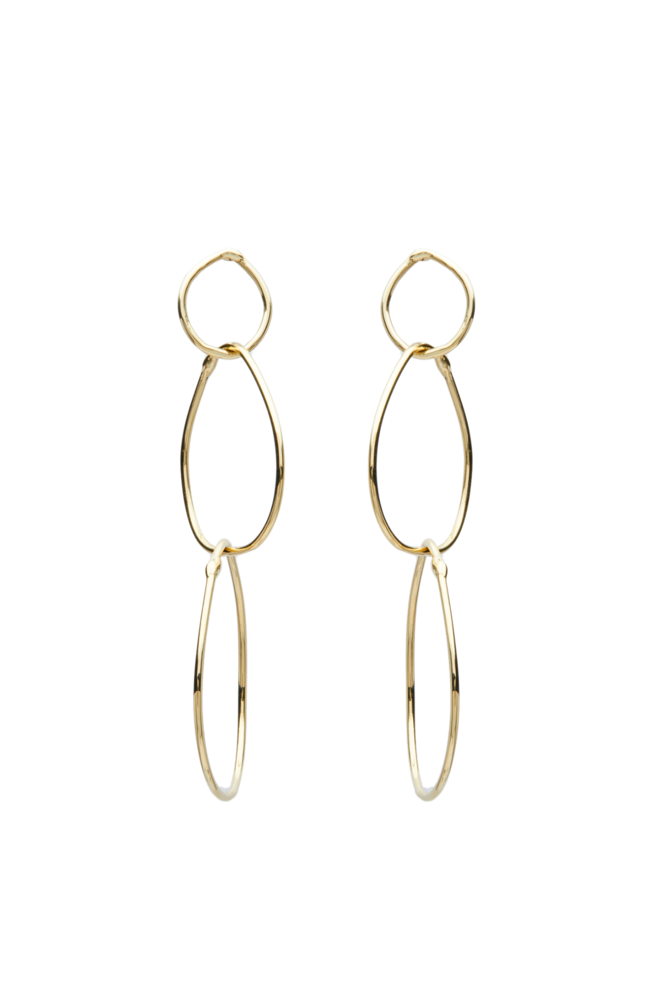 14k Yellow Gold Triple Hoop Earrings