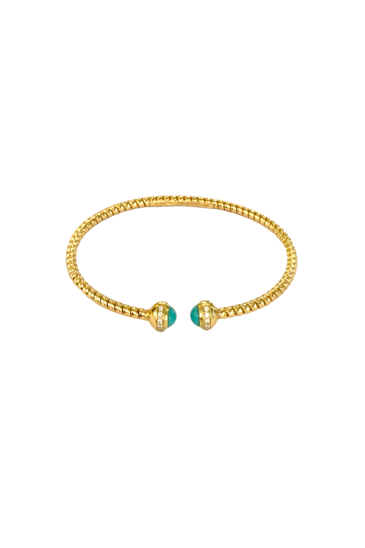 18K Tubogas Bracelet With Turquoise and Diamonds