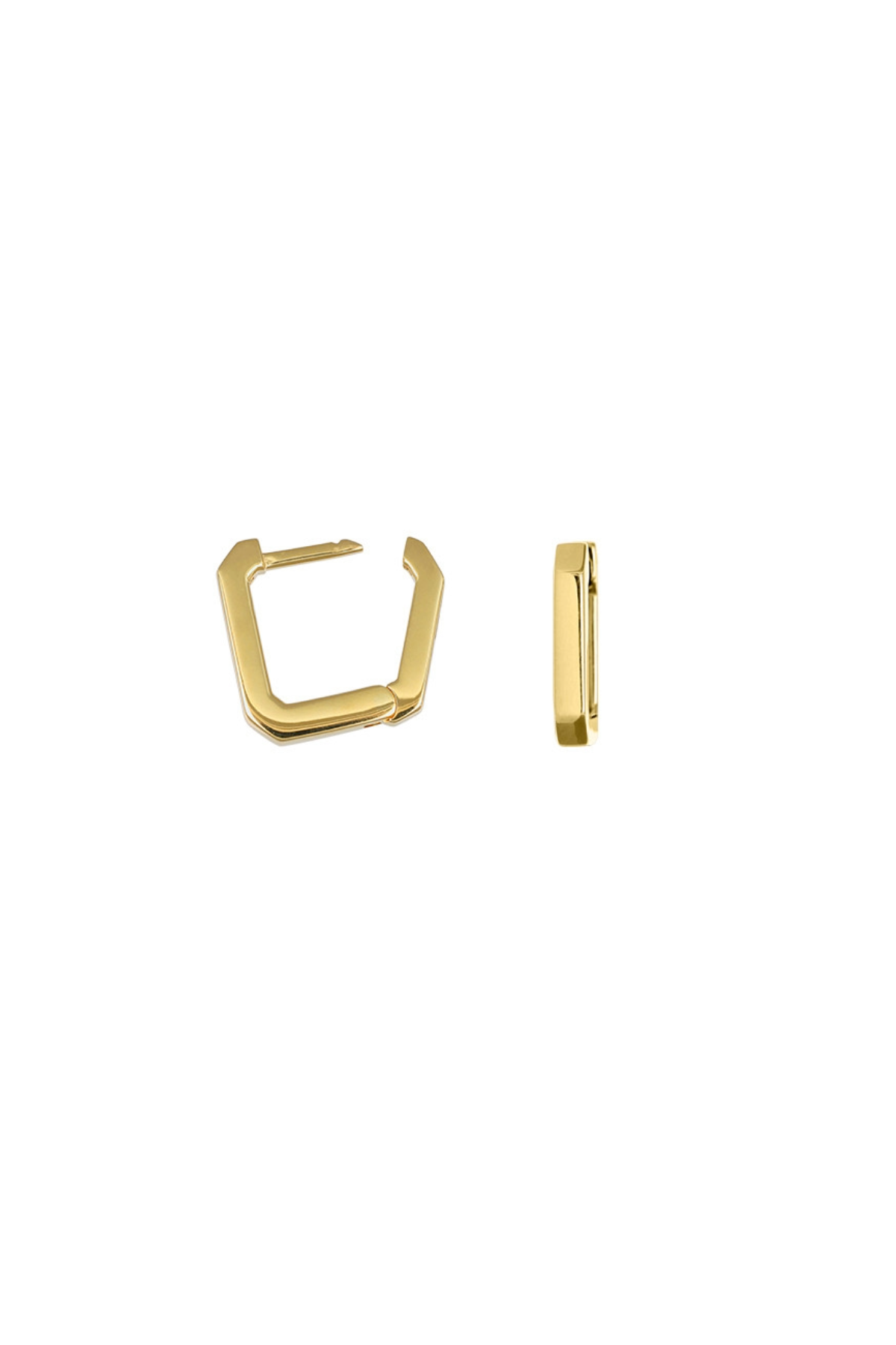 18K Yellow Gold Small Square Huggies