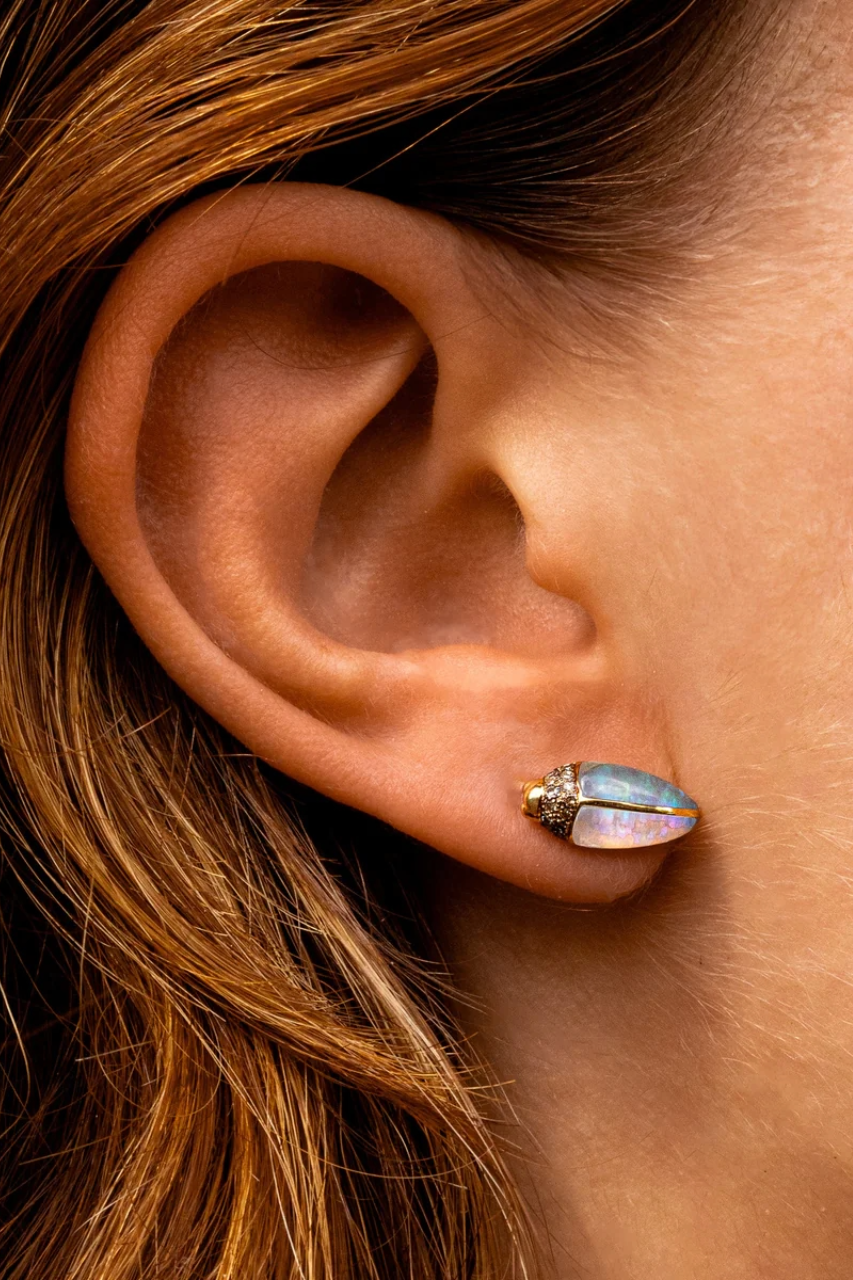 Mini Scarab Opal Stud