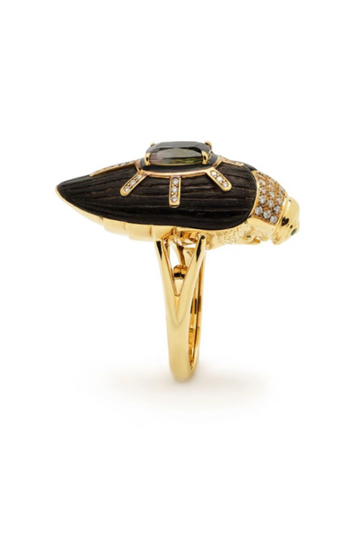 Scarab Ebony Ring with Watermelon Tourmaline