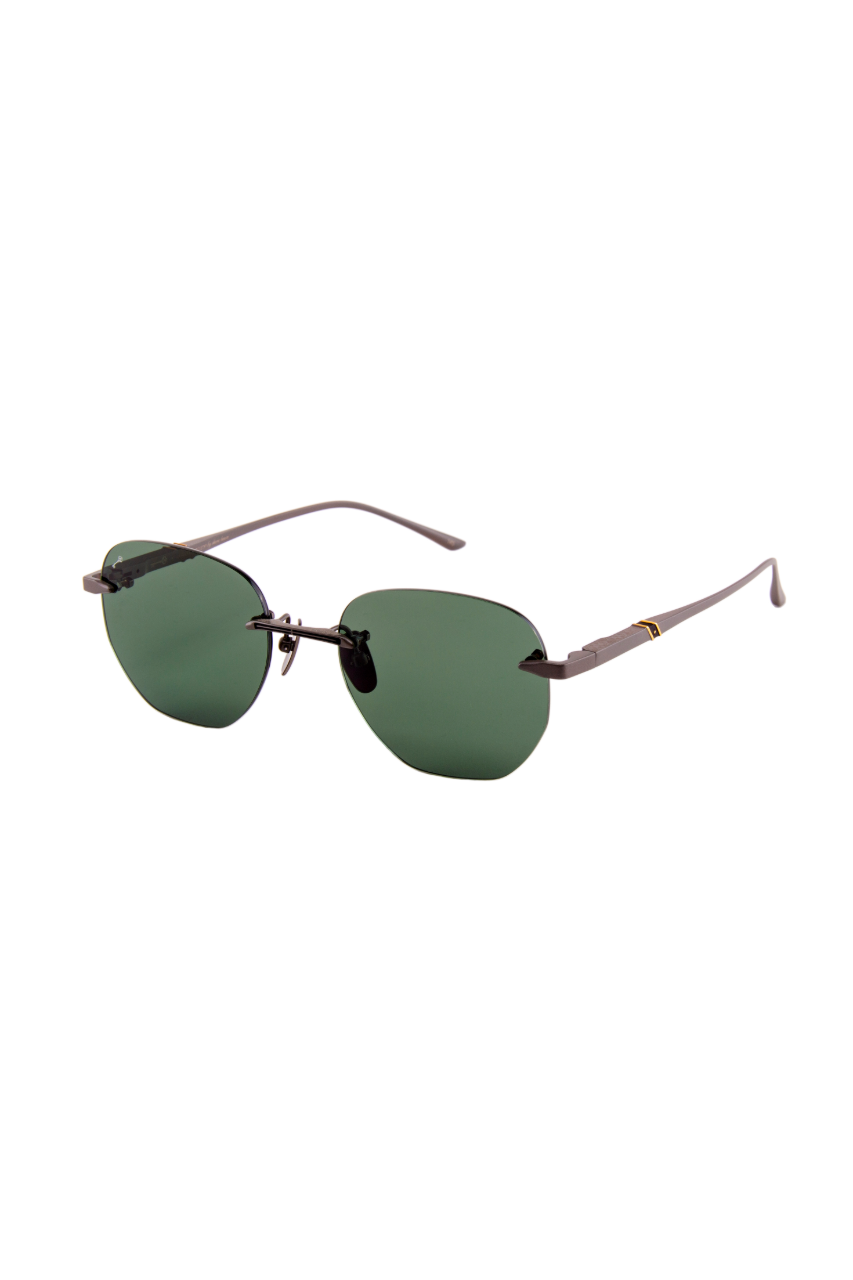 Séverine Matte Ruthenium/24k Gold with Green Sun Lenses Sunglasses