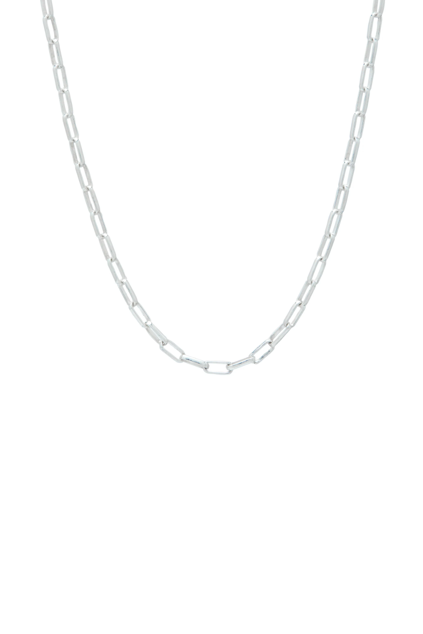 Sterling Silver Rounded Paperlink Chain 23"