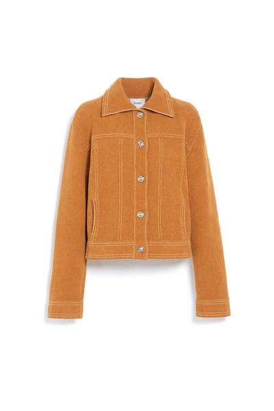 Suede-effect jacket in cashmere and cotton