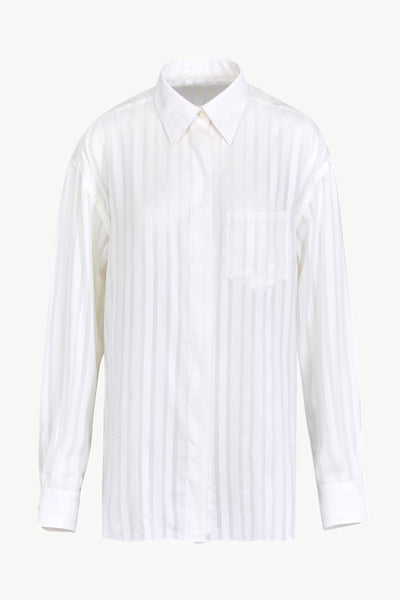 Carmen Shirt in Cotton, Silk and Wool Stripes