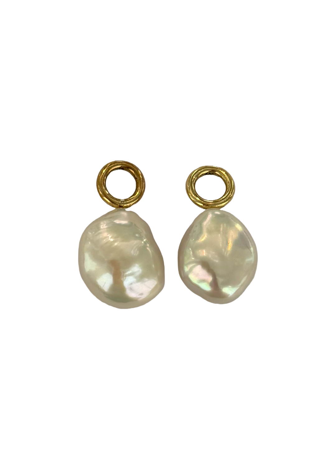 18K Yellow Gold White Baroque Pearl Drops