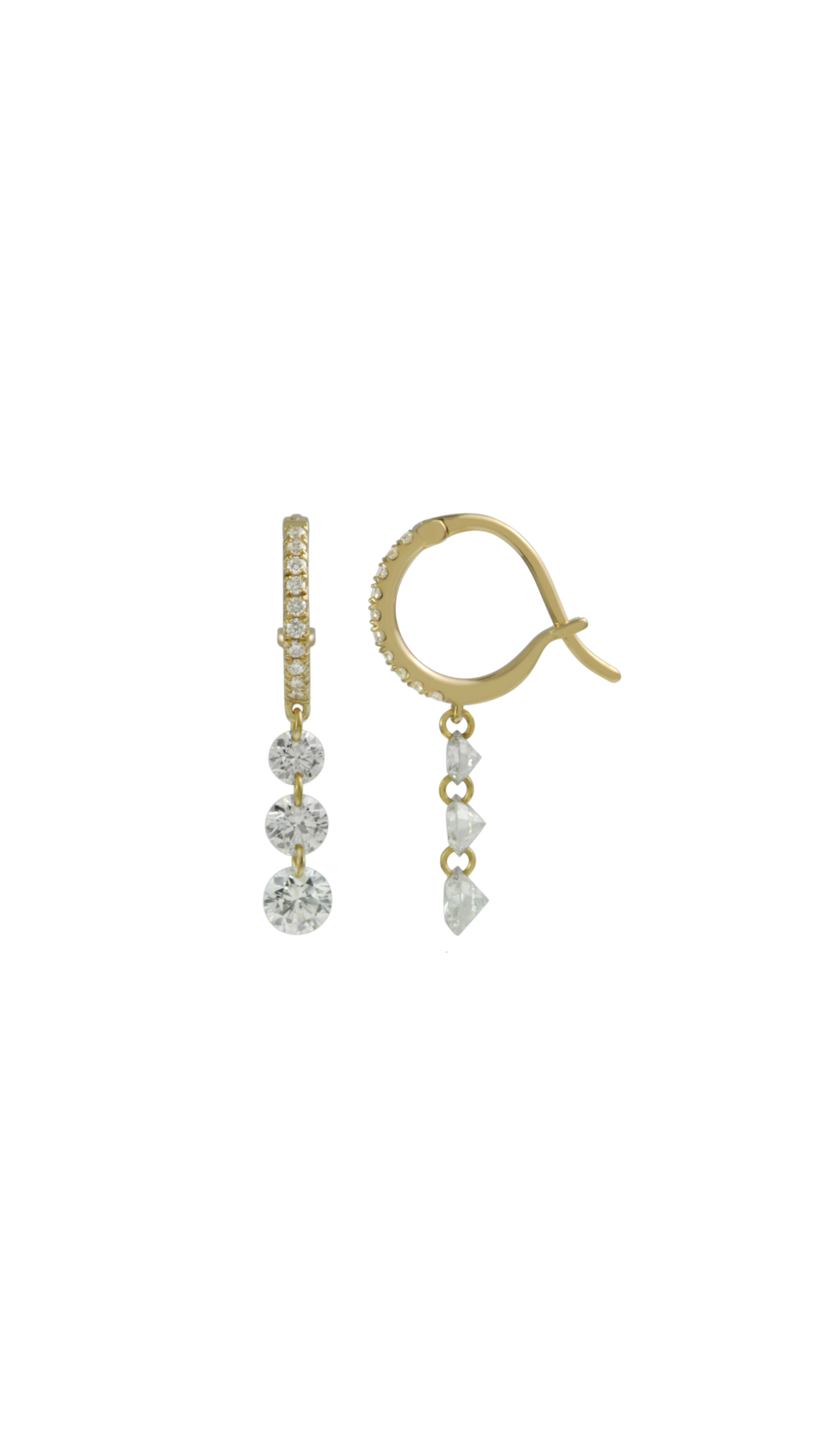 18K Yellow Gold Set Free Diamond Mini Hoops Trio