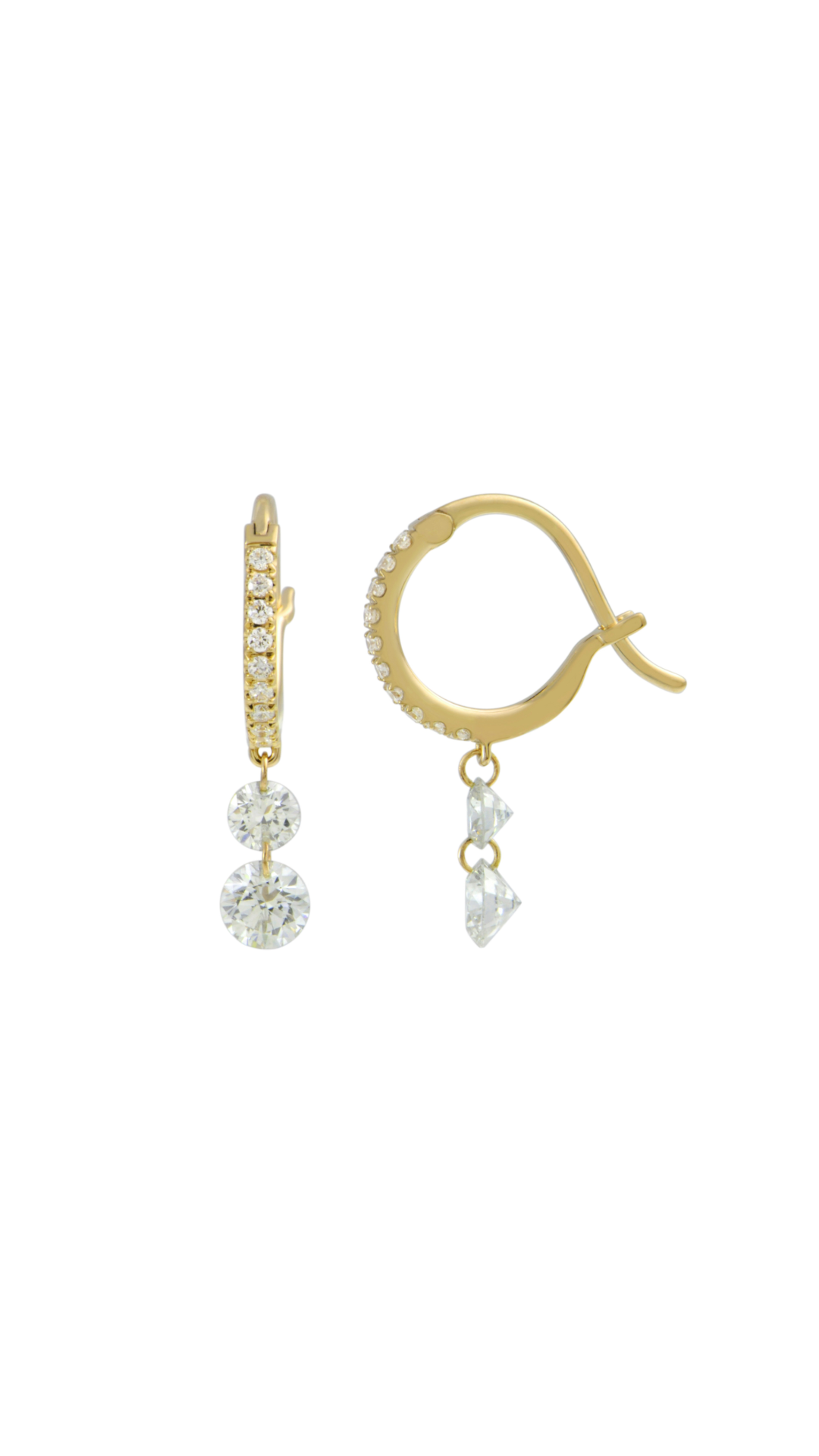 18K Yellow Gold Set Free Diamond Mini Hoops Duo