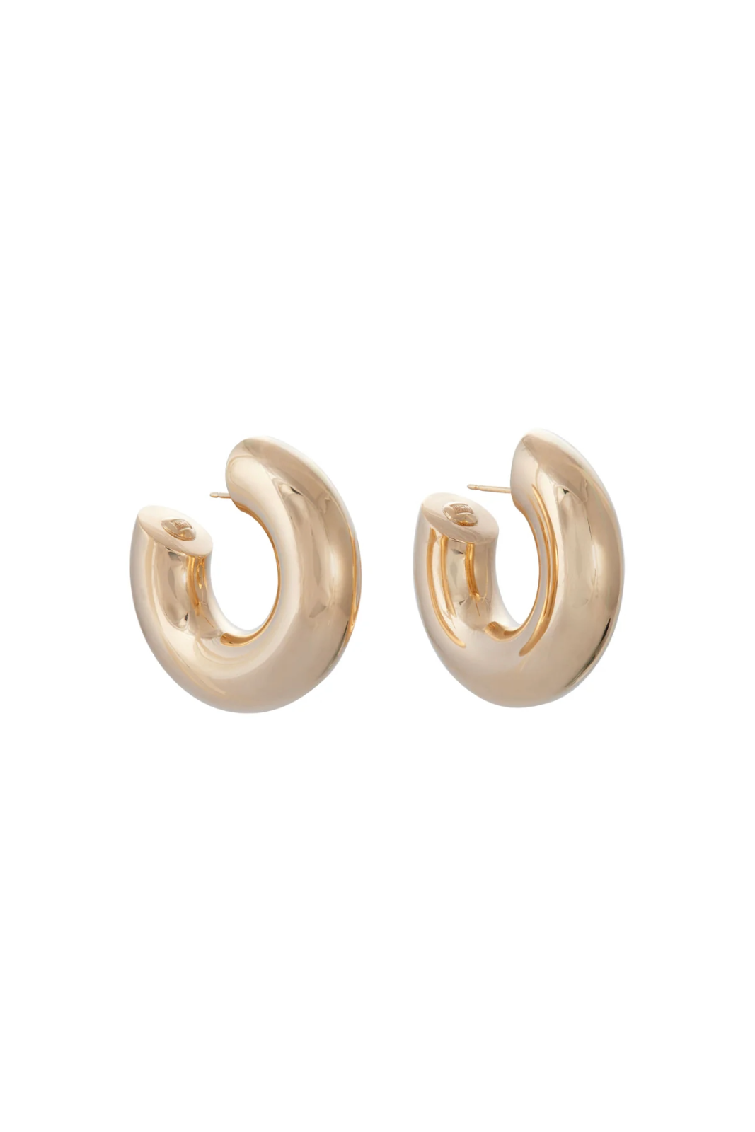 Yellow Gold Wide Tubular Hoop Earrings