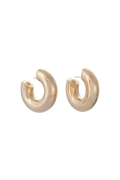 Yellow Gold Wide Tubular Hoop Earrings