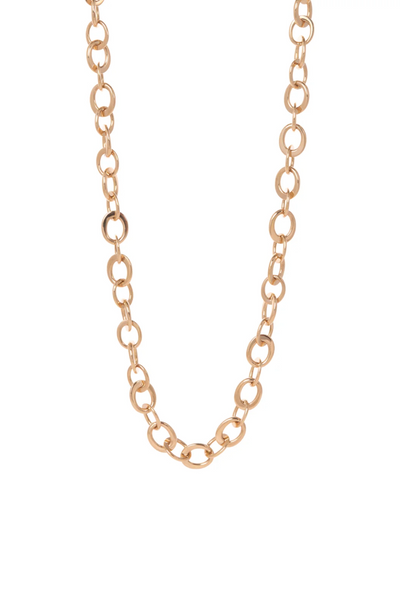 18K Yellow Gold Oval Crescent Link Necklace 35"