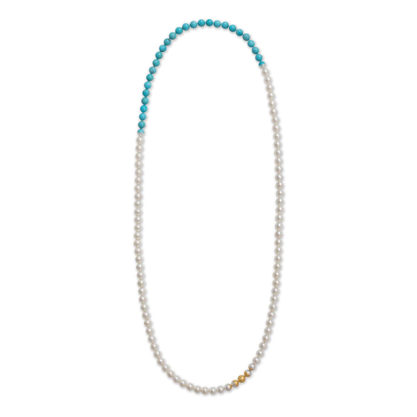 Sectional Akoya Pearl and Turquoise Necklace