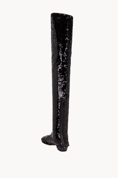 Awar Knee Boot in Black Sequins