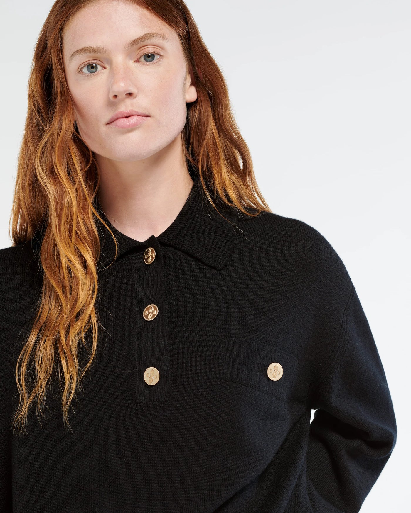 Cashmere polo collar jumper