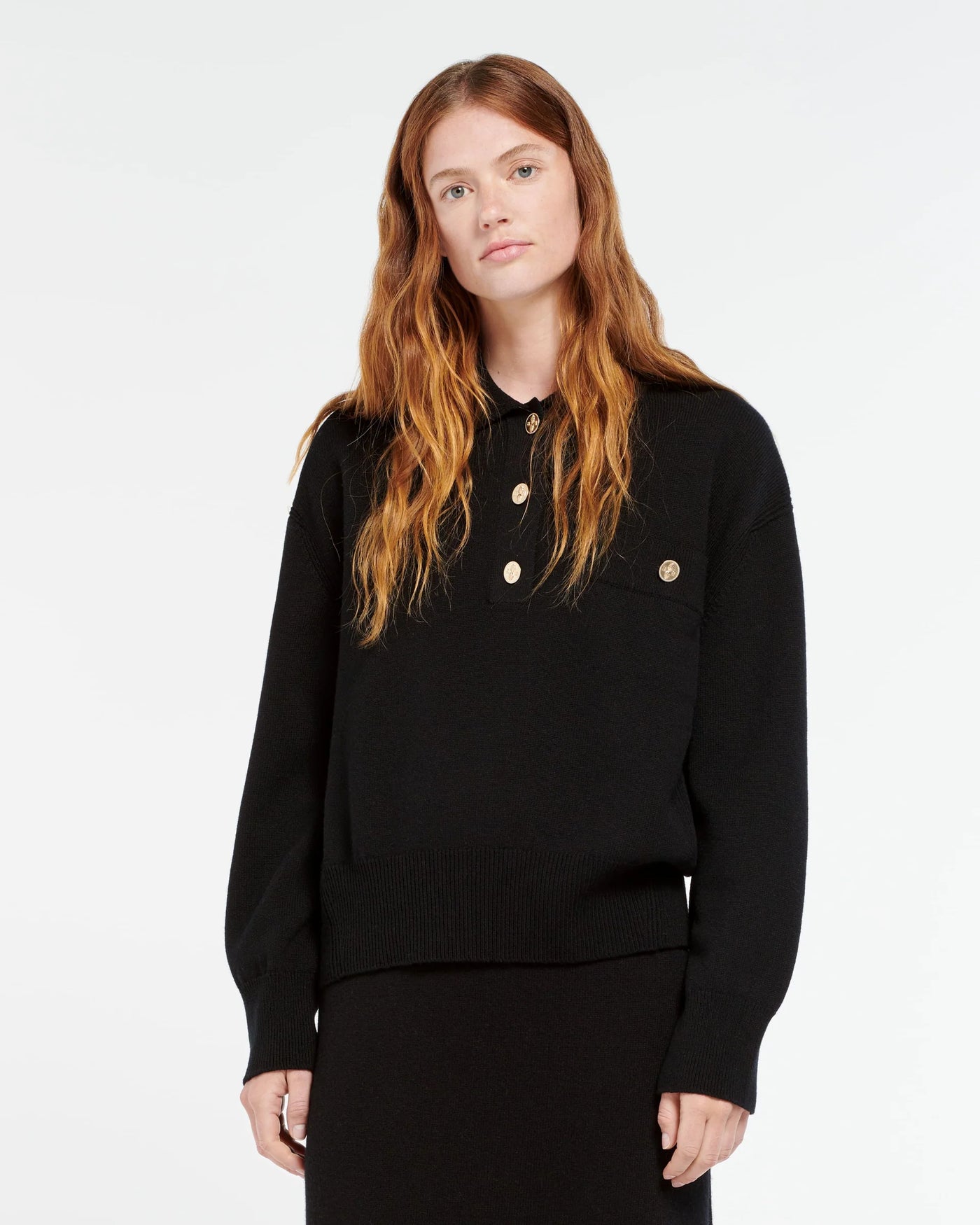 Cashmere polo collar jumper