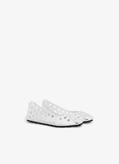 Perfo Ballet Flats in Calfskin - White