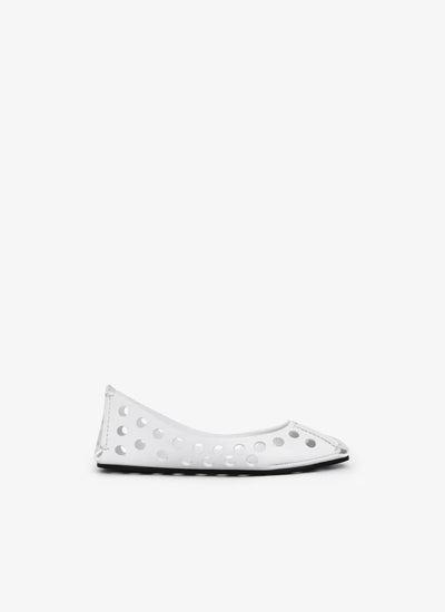 Perfo Ballet Flats in Calfskin - White